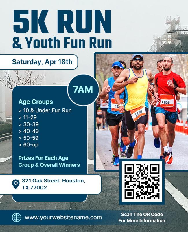 5k and Youth Fun Run Event Flyer Template