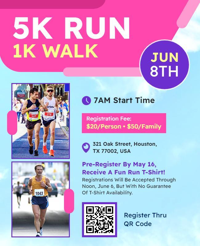 5k Run and 1k Walk Event Flyer Template