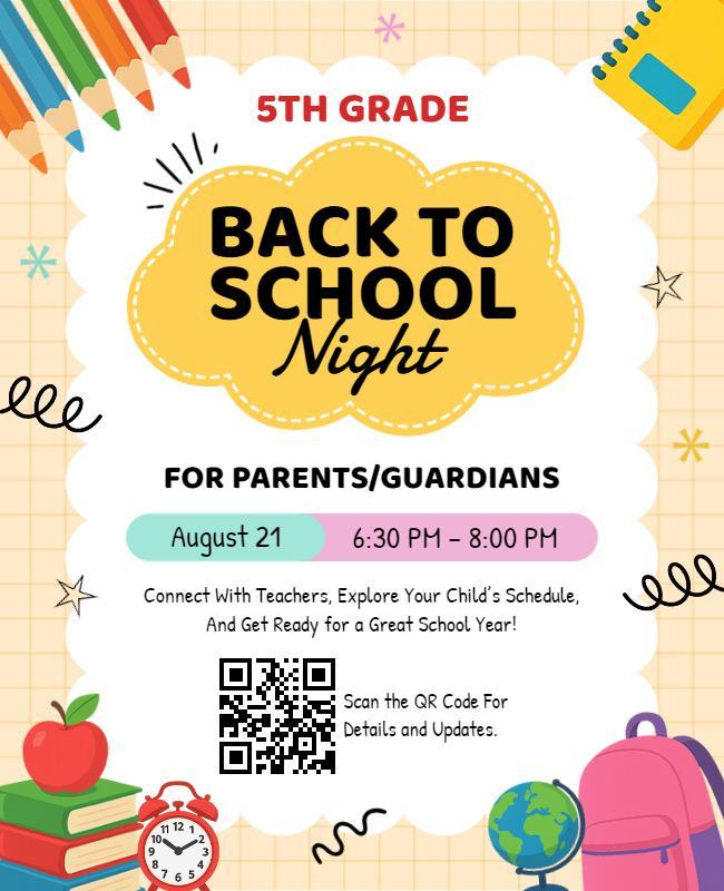 5th Grade Back to School Night Event Flyer Template