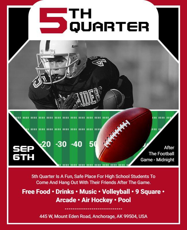 5th Quarter Football Game Celebration Flyer Template