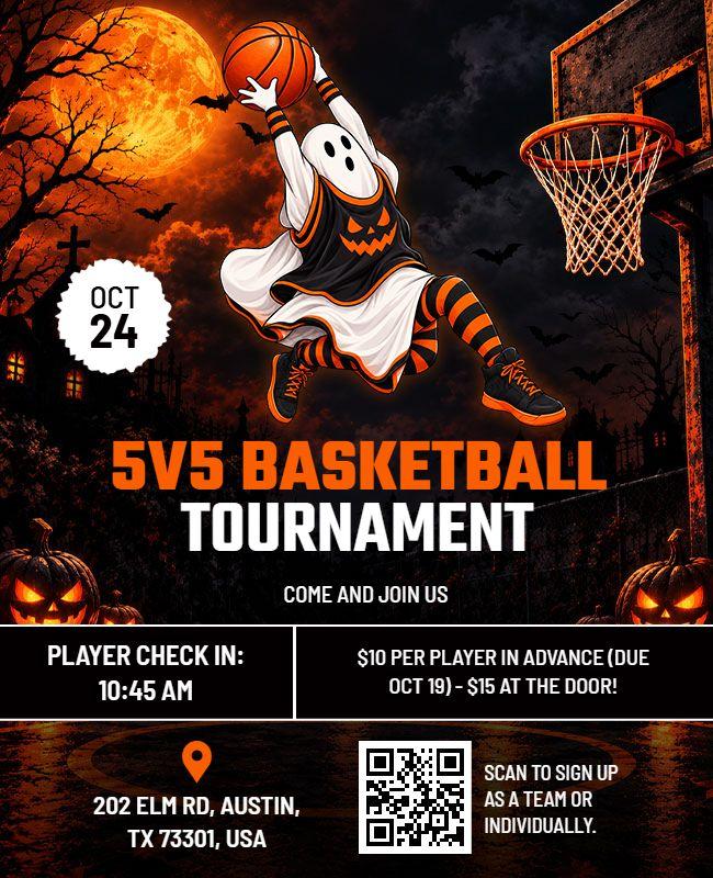 5v5 Halloween Basketball Event Invitation Flyer Template