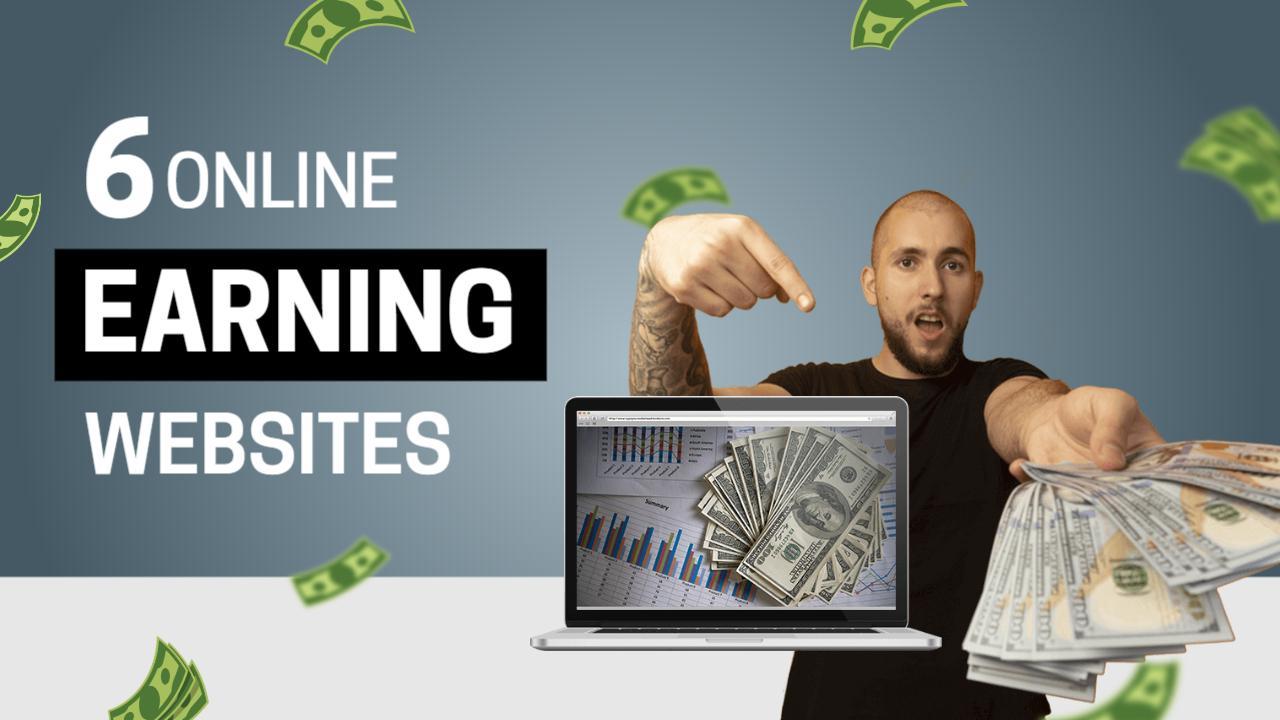 6 Online Earning Websites Money Making Trending YouTube Thumbnail Template