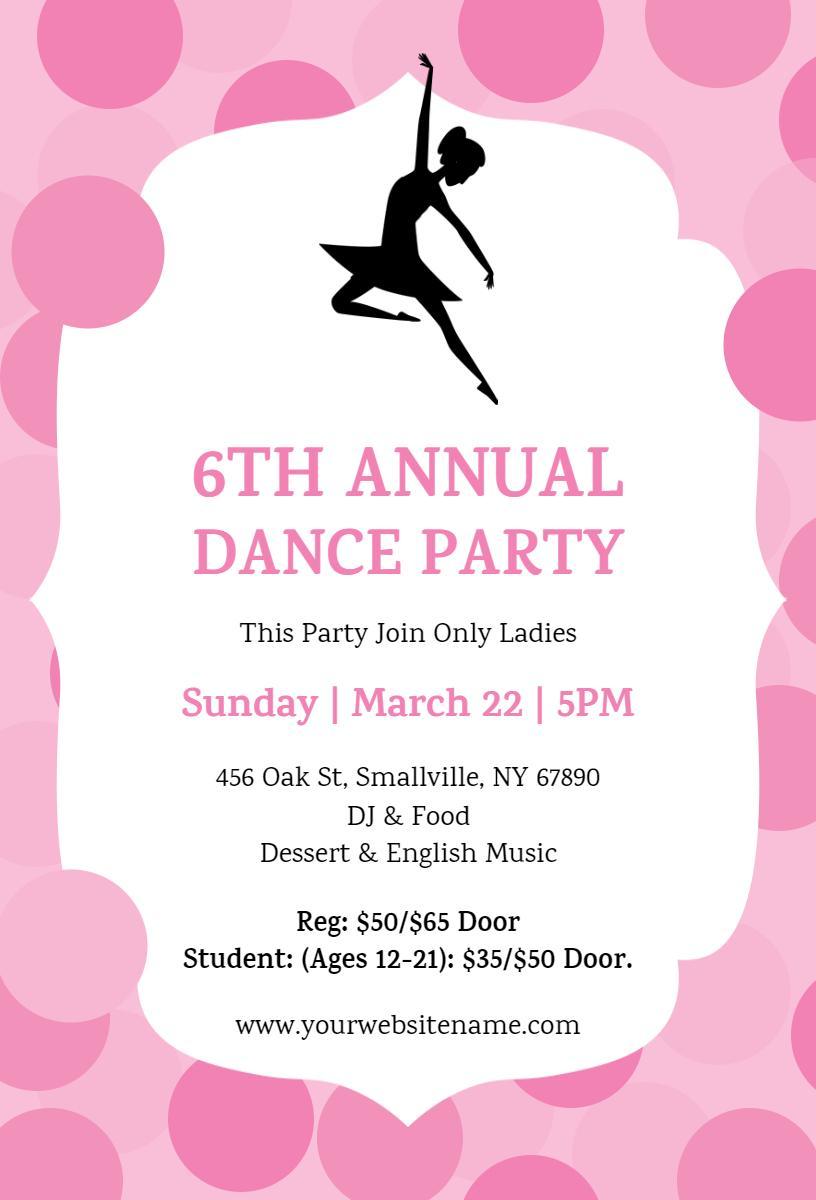 6th Annual Ladies Exclusive Dance Party Invitation Template