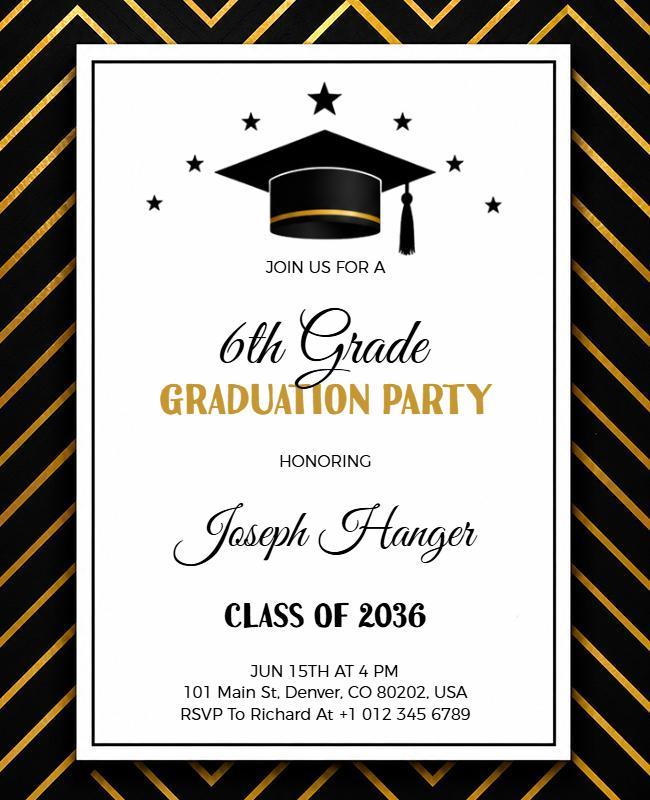 6th Grade Graduation Party Invitation Flyer Template
