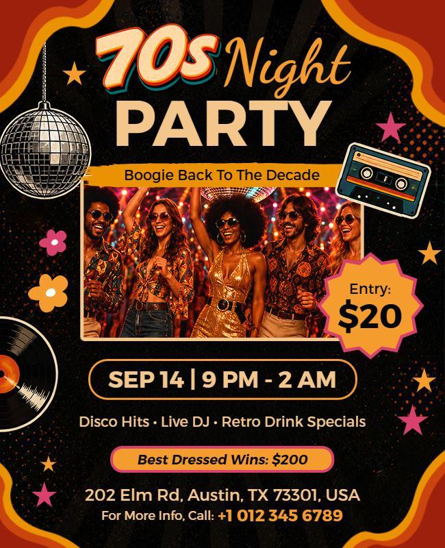 70s Night Party Flyer Template