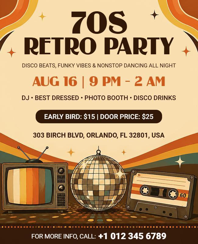 70s Retro Party Event Flyer Template