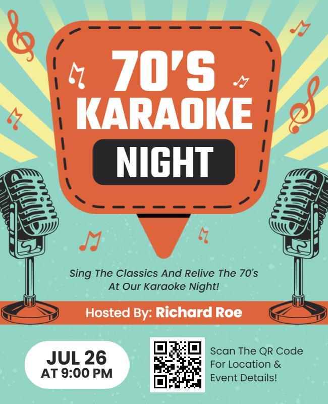 70s Themed Karaoke Night Flyer Template