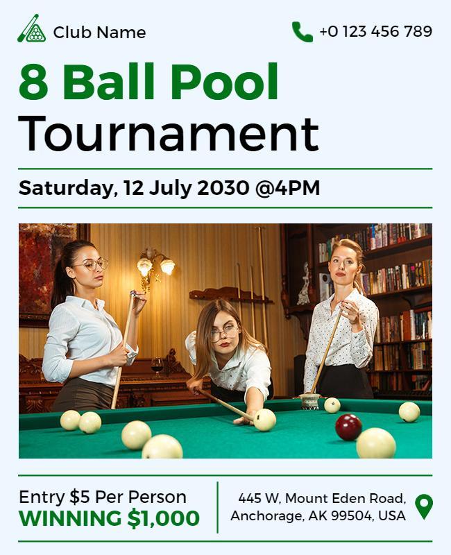 8 Ball Pool Tournament Event Flyer Template