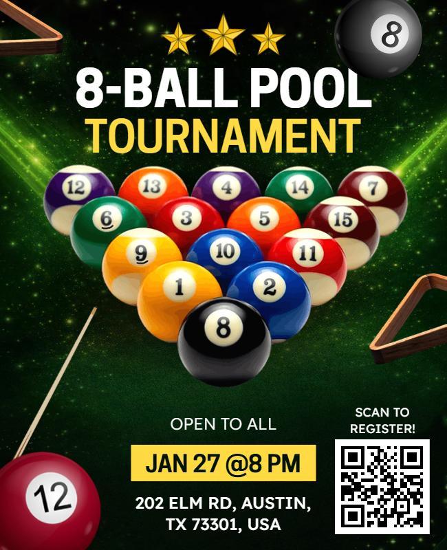 8-Ball Pool Tournament Promotional Poster Template