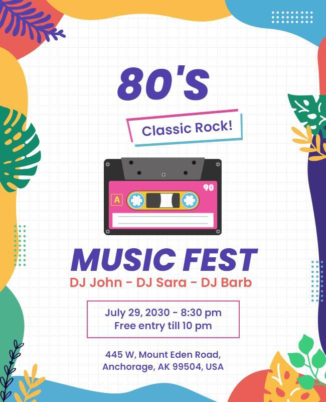 80s Classic Rock Music Fest Flyer Template