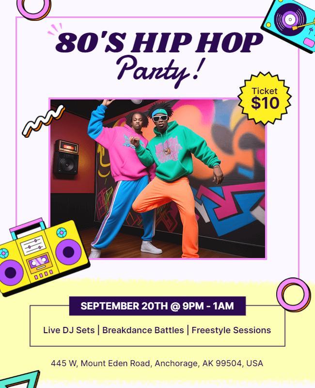 80s Hip Hop Party Event Flyer Template