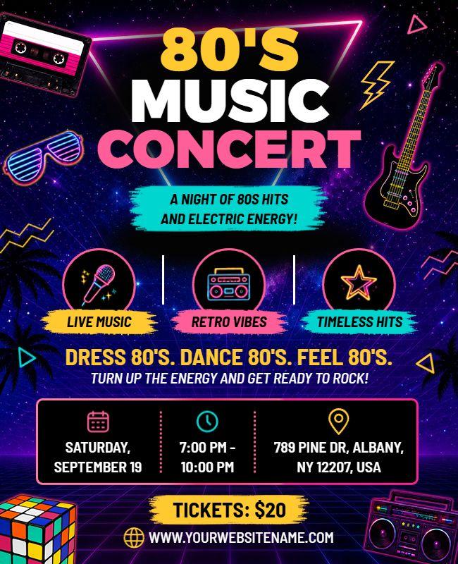 80s Music Concert Event Flyer Template