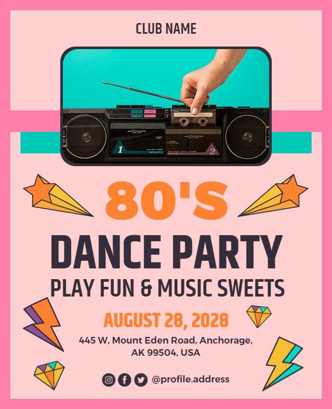 80s Themed Dance Party Flyer Template