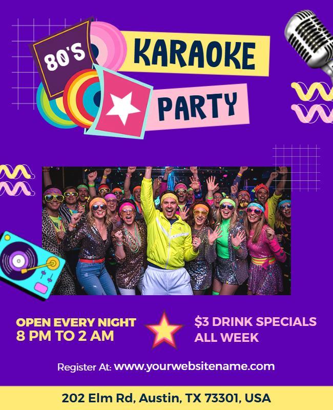 80s Themed Karaoke Party Flyer Template