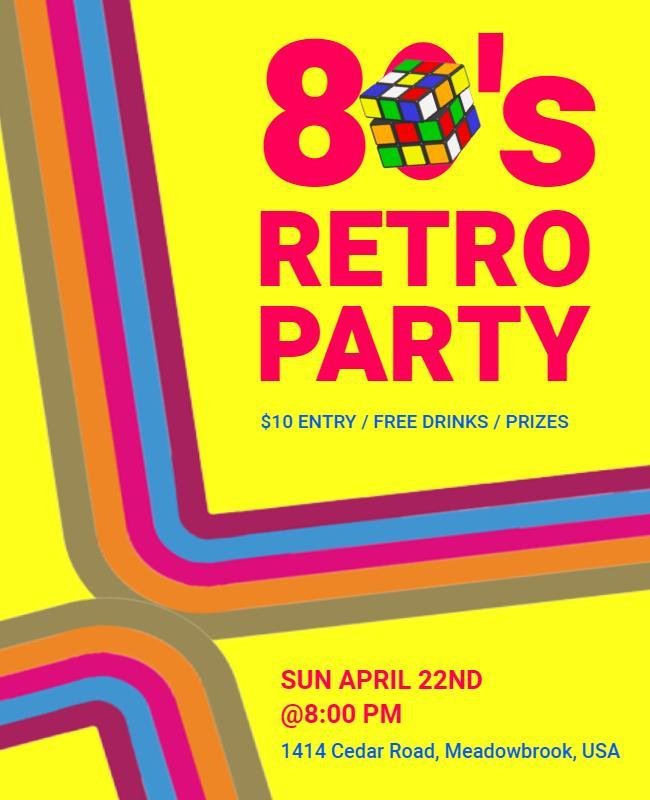 80s Themed Retro Party Flyer Template