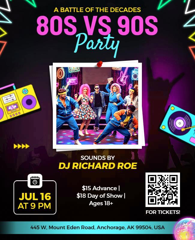80s Vs 90s Music Party Flyer Template