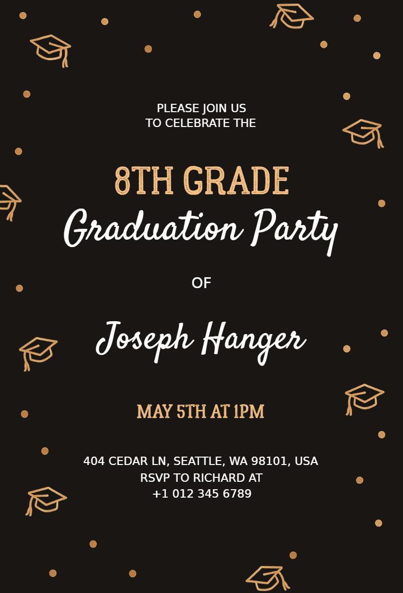 8th Grade Graduation Celebration Party Invitation Template