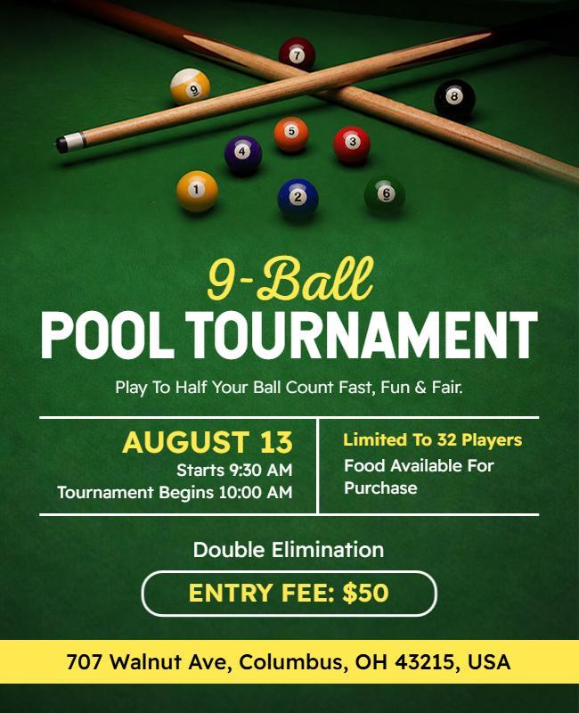 9-Ball Pool Tournament Event Poster Template