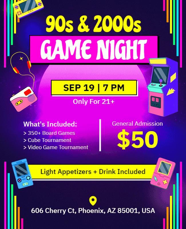 90s and 2000s Game Night Flyer Template