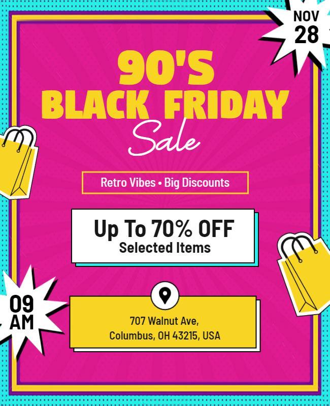 90s Black Friday Sale Discount Flyer Template