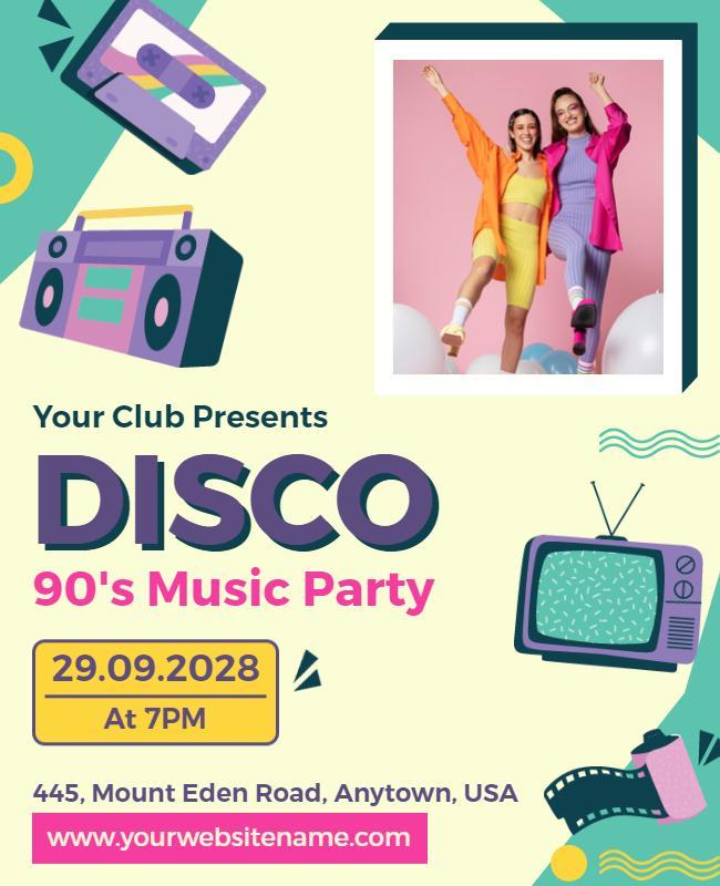 90s Disco Music Party Event Flyer Template