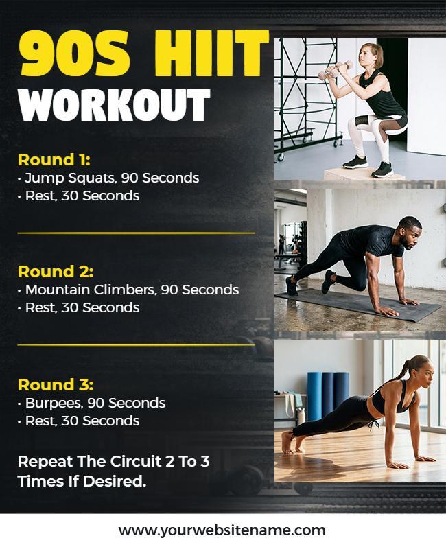 90s HIIT Workout Routine Poster Template