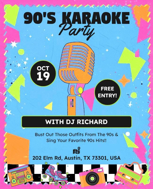90s Karaoke Party Event Flyer Template