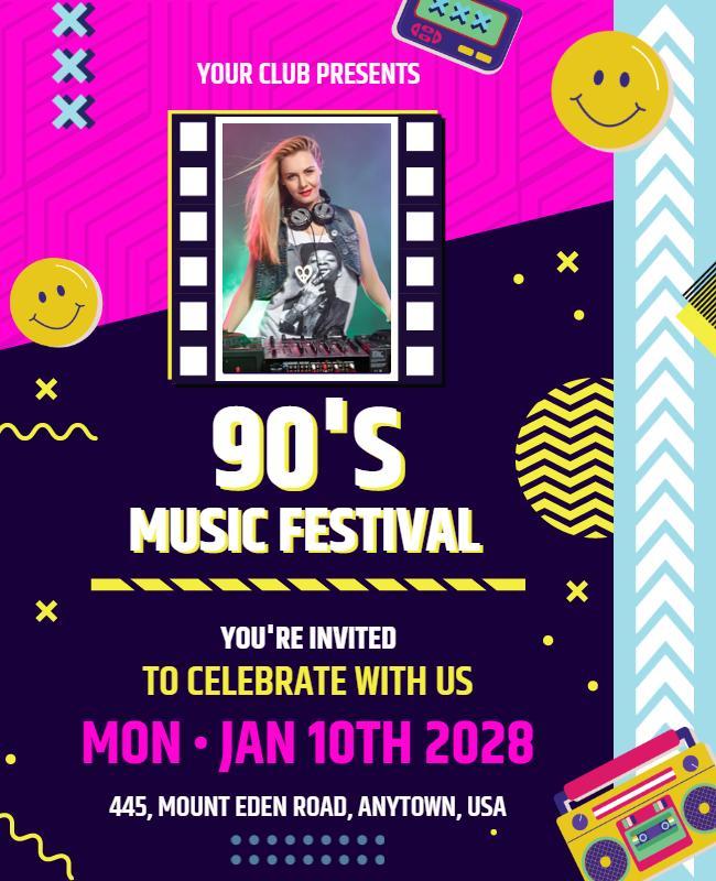 90s Music Festival Celebration Flyer Template