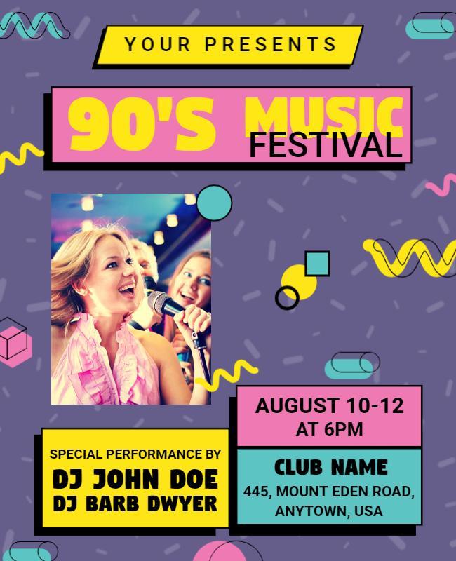 90s Music Festival Event Flyer Template