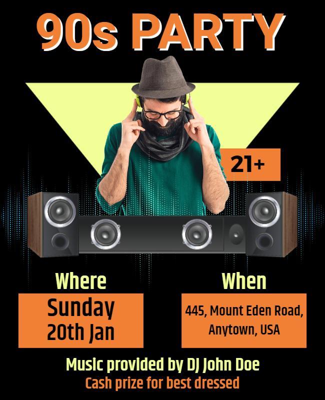 90s Music Party Event Flyer Template