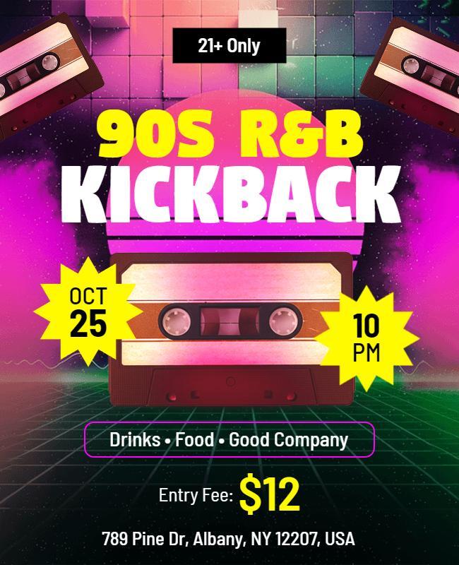 90s R&b Kickback Party Celebration Flyer Template