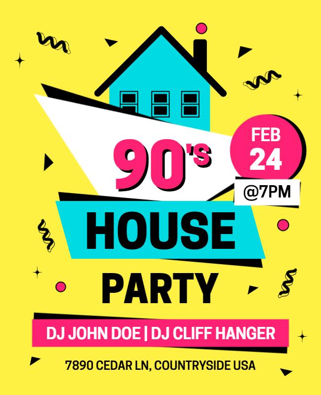 90s Retro House Party Flyer Template