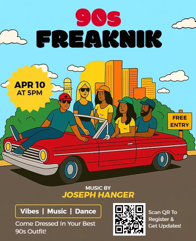 90s Theme Freaknik Party Flyer Template