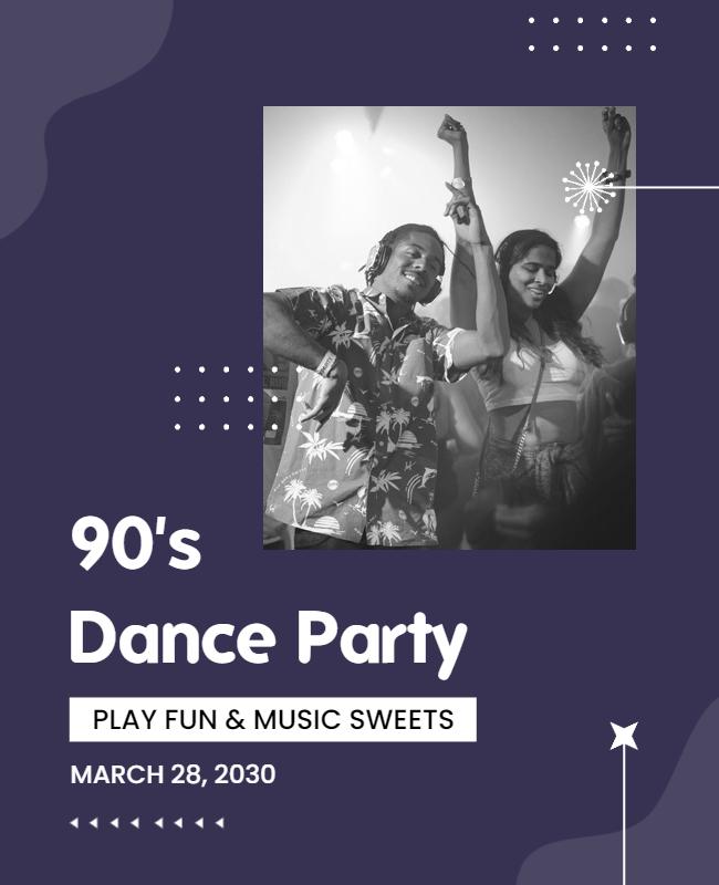 90s Themed Dance Party Celebration Flyer Template