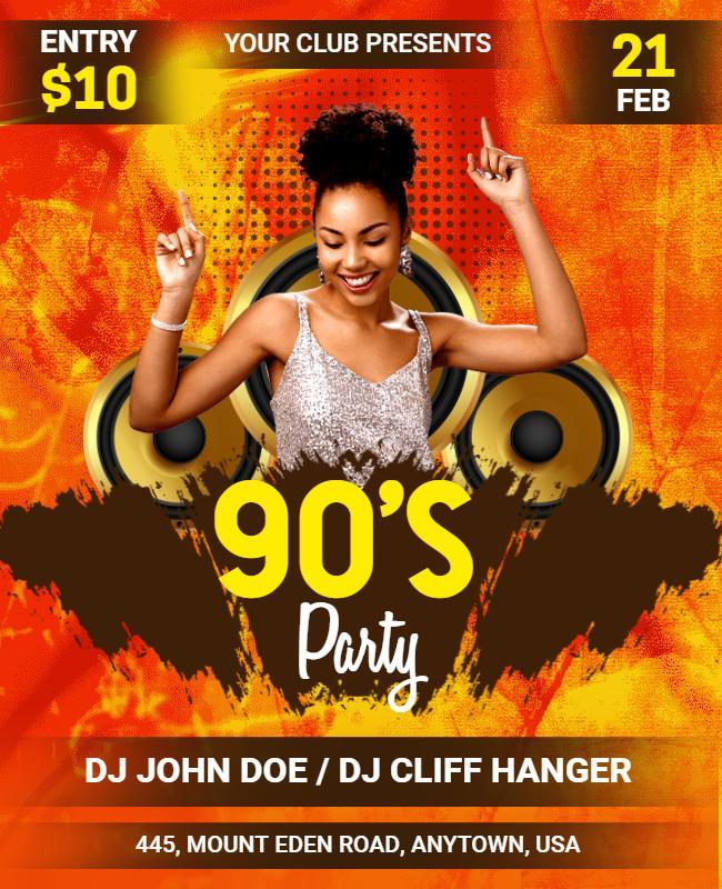 90s Themed Dance Party Flyer Template