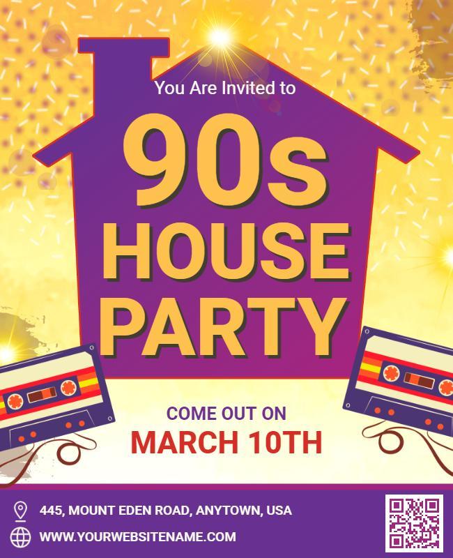 90s Themed House Party Flyer Template