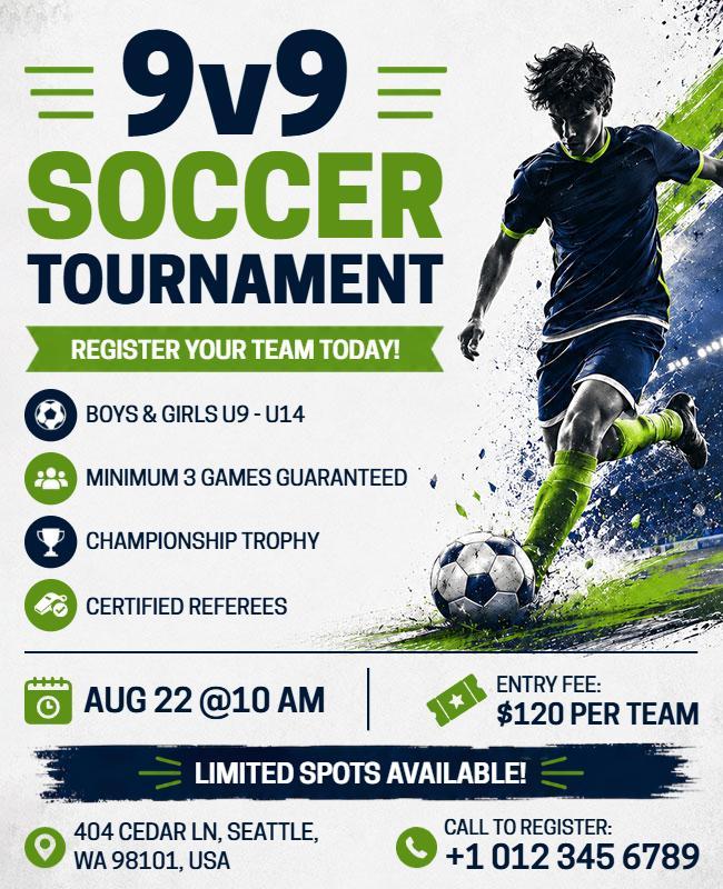 9v9 Soccer Tournament Event Flyer Template