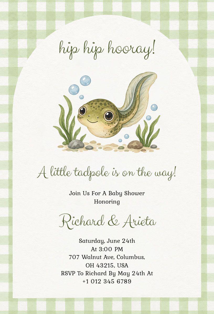 A Little Tadpole Baby Shower Invitation Template