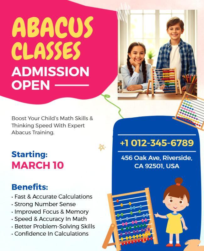 Abacus Classes Admission Open Flyer Template