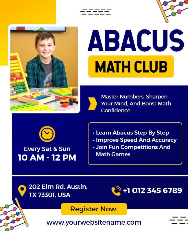 Abacus Math Club Learning Flyer Template