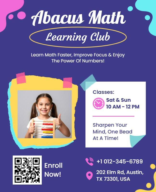 Abacus Math Learning Club Promotional Flyer Template