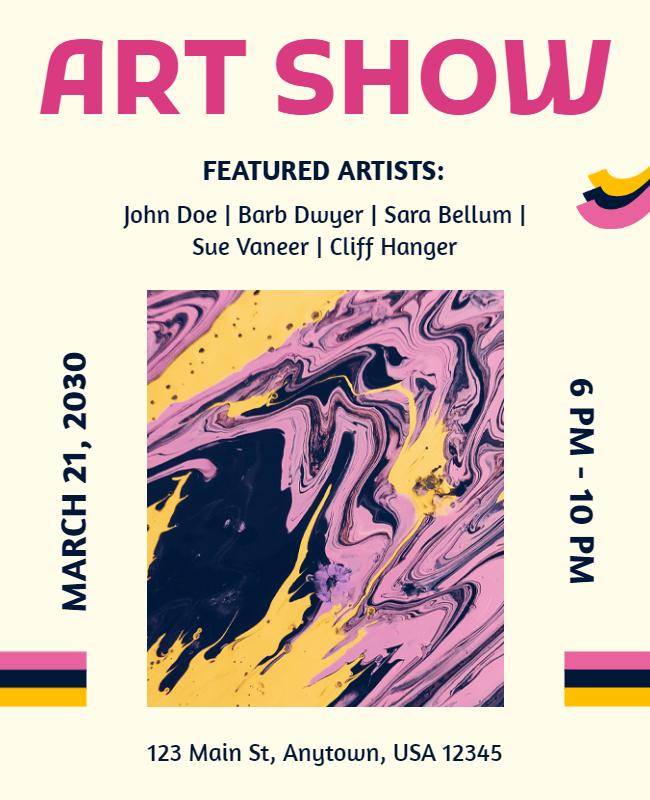 Abstract Colorful Swirl Art Show Poster Template