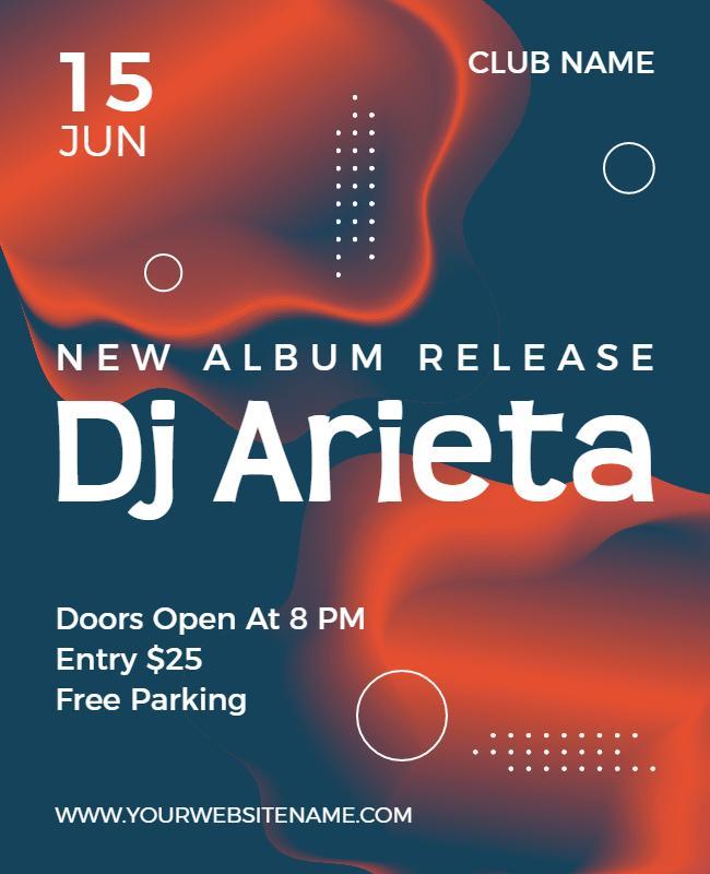 Abstract Fluid Colorful New Album Release Party Poster Template