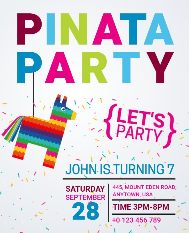 Abstract Pinata Birthday Party Flyer Template