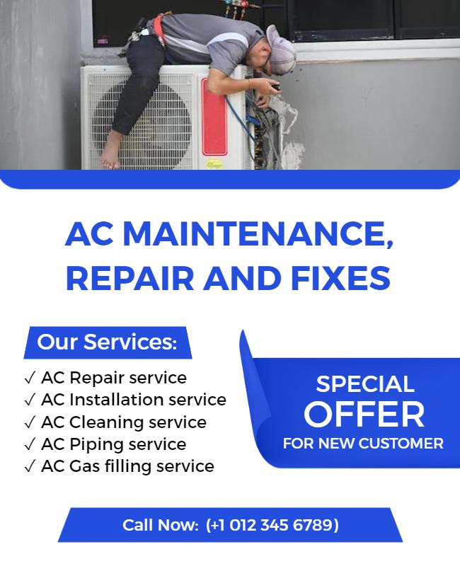 Ac Maintenance and Repair Services Flyer Template