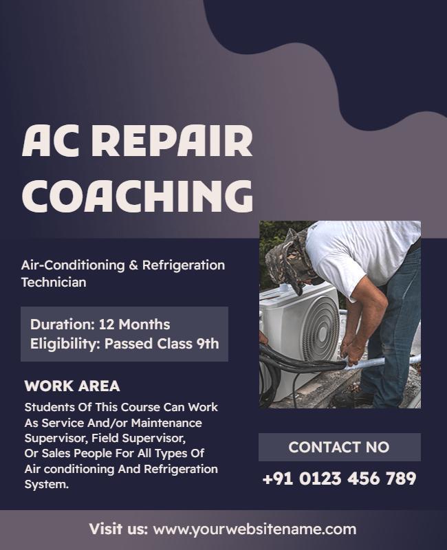 Ac Repair Coaching Course Promotional Flyer Template