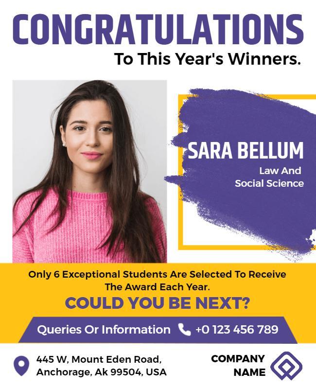 Academic Award Winners Announcement Flyer Template