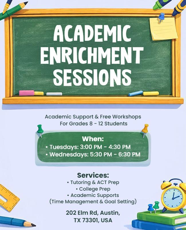 Academic Enrichment Workshop Sessions Flyer Template