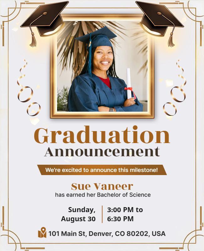 Academic Graduation Celebration Announcement Flyer Template