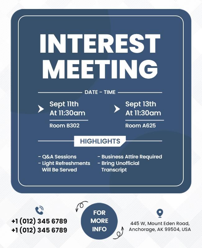 Academic Interest Meeting Informational Flyer Template